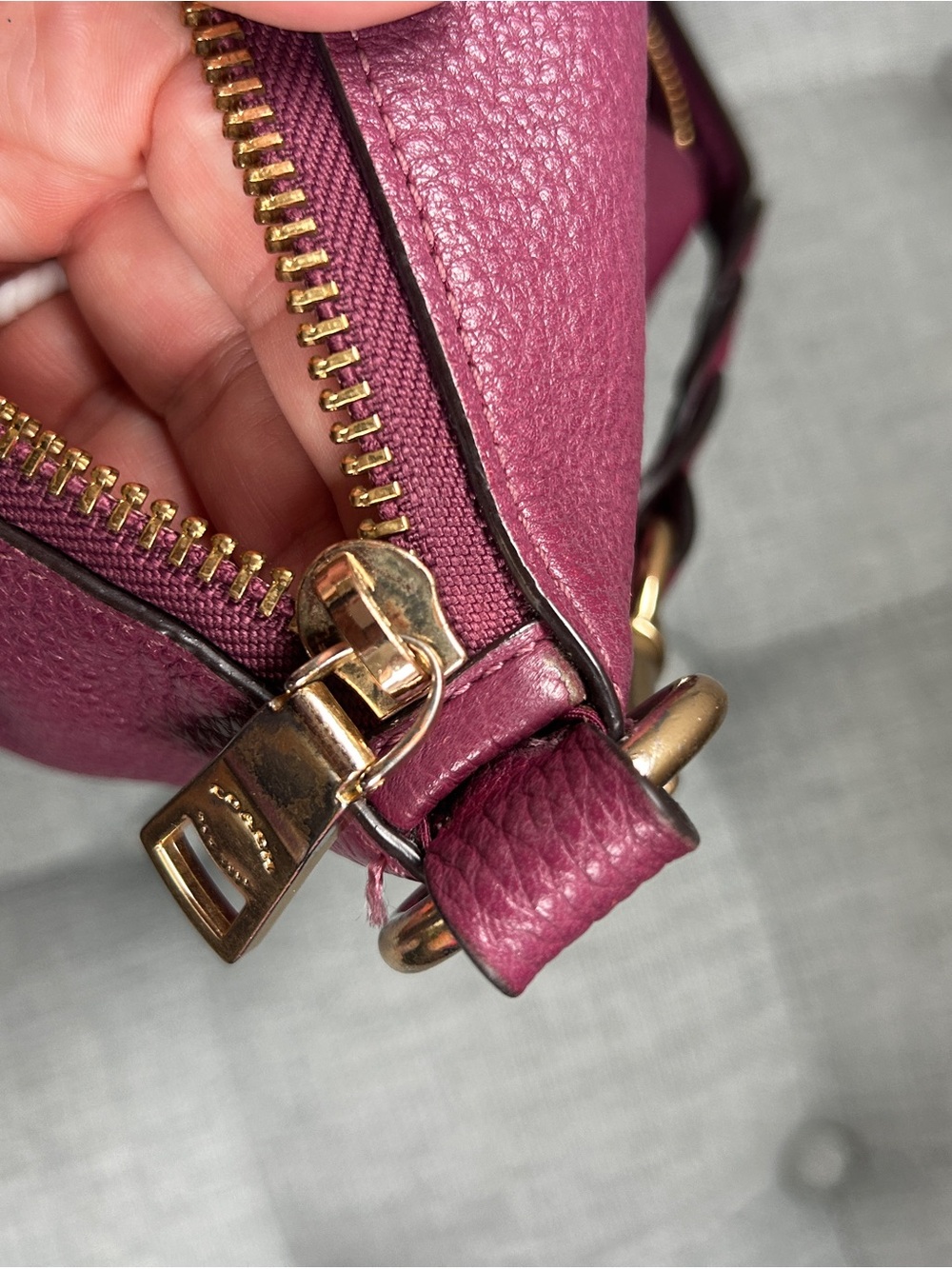Coach Abby Duffle F31507 Dark Berry Pebbled Leather Hobo Shoulder Bag - Picture 16 of 16